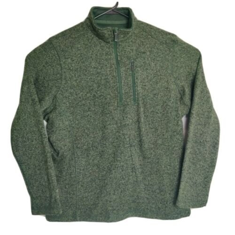 Woolrich Half Zip Pullover Poly Fleece Sweater Jacket Mens XL Heather Green EUC